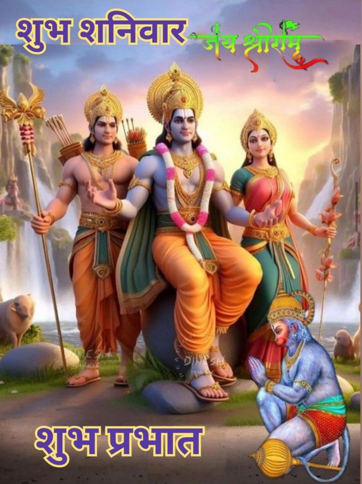 Shri Ram Lakshman Seeta Hanuman Shubh Prabhat Blessings