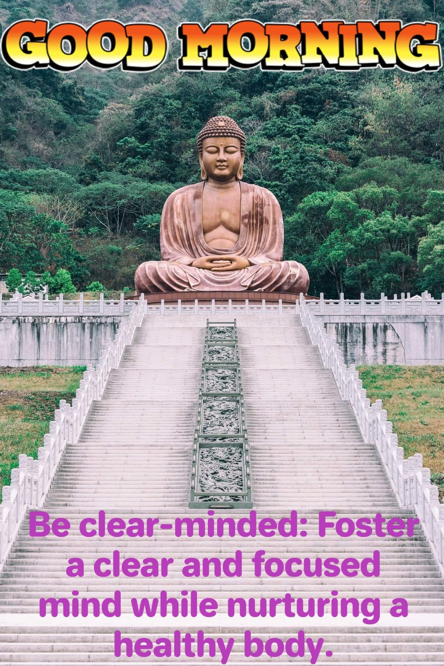 Huge Gautam Buddha Temple Stairs